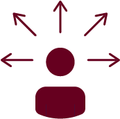 Icon of person with lines pointing in all directions due to flexibillity